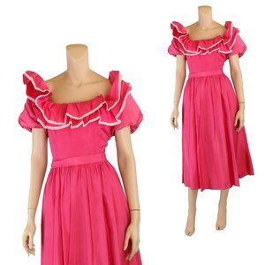 Jeri New York Vintage 80s Pink Taffeta Bridesmaid Party Prom Dress sz 10